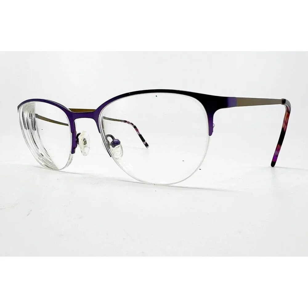 Alice & Frank Eyeglasses Womens Purple AF807 Half Rim Cat Eye 49-19-140